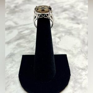 Elegant Silver Ring with Smoky Stone